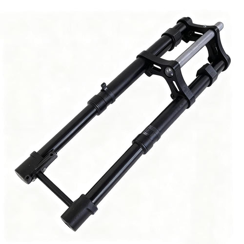 HappyRun e-bike front suspension fork, angled view