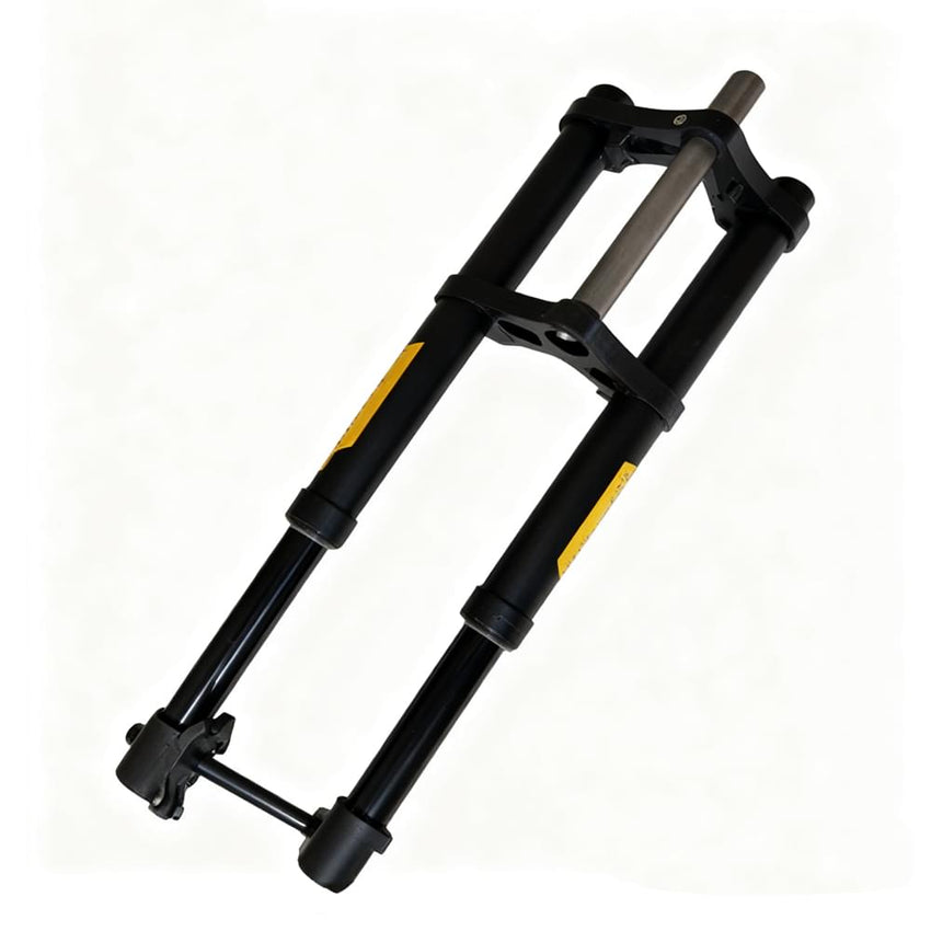HappyRun front suspension fork with yellow accents