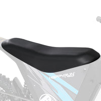 HappyRun replacement seat on a dirt bike with blue frame