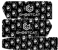 GhostCat Battery Decals 20Ah, Ghost Black, repeating white ghost icons on black