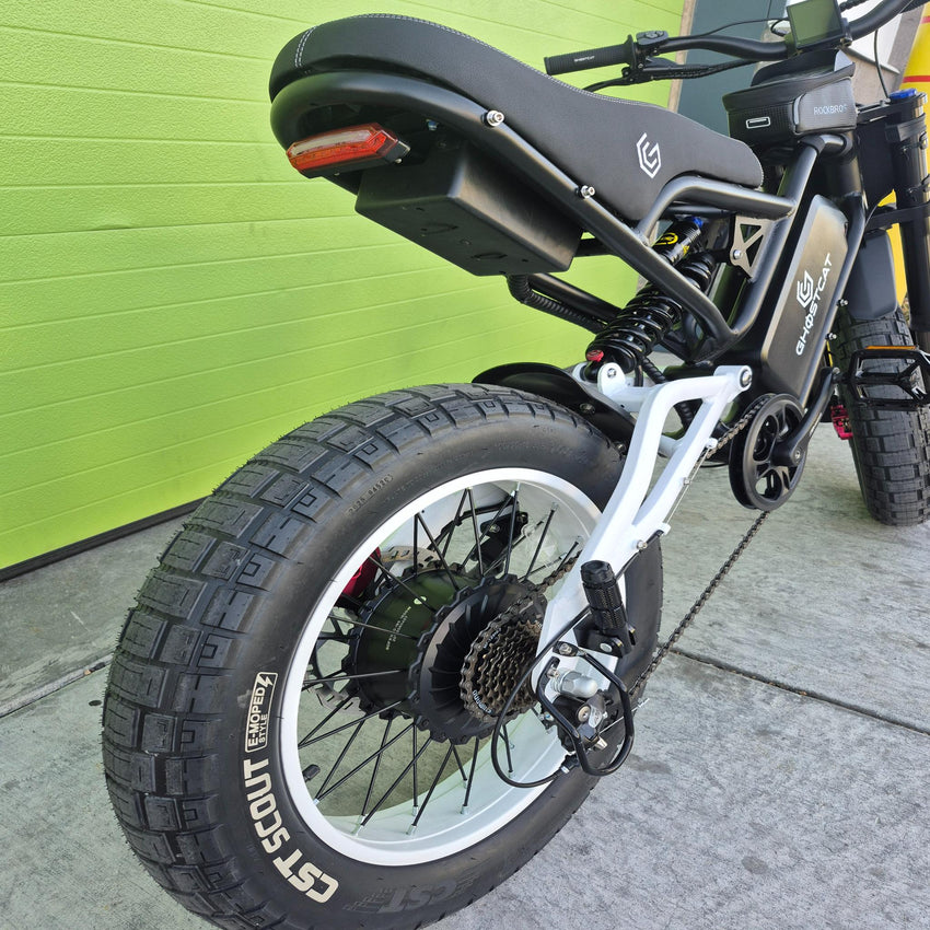 Pro fat tire electric bike, aggressive off-road stance