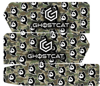 GhostCat Battery Decals 20Ah, Ghost Green Camo, ghost icons over green camo