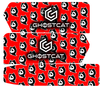 GhostCat Battery Decals 20Ah, Ghost Red, black ghost icons on red