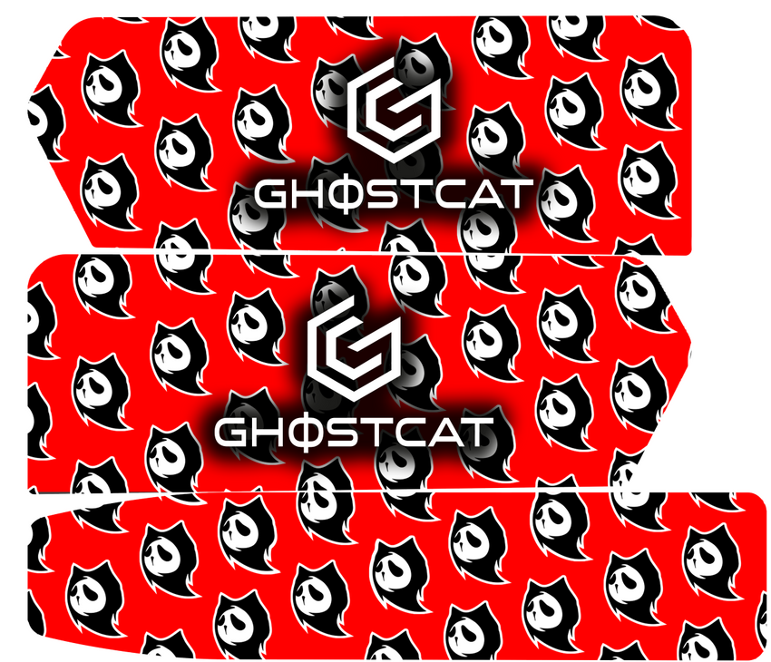 GhostCat Battery Decals 20Ah, Ghost Red, black ghost icons on red