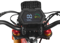 HappyRun F18 electric dirt bike cockpit and controls detail