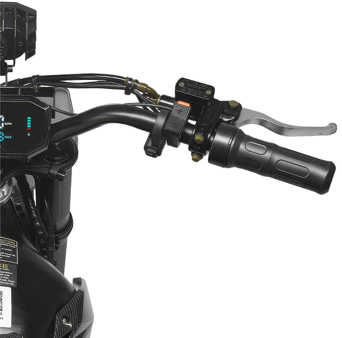 HappyRun F18 electric dirt bike rear suspension and swingarm detail