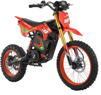 HappyRun F18 electric dirt bike three-quarter front view showing off-road stance