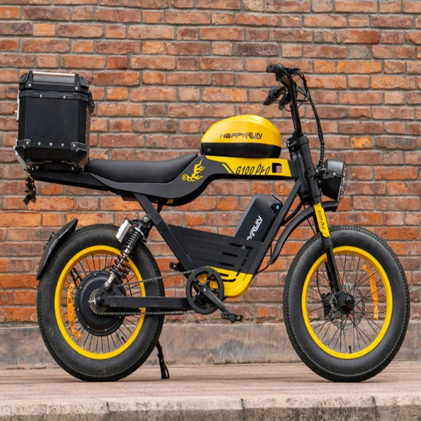 HappyRun G100 Pro 72V 6000W electric moped rear suspension and body detail