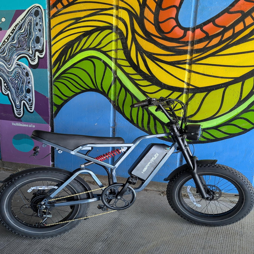 HappyRun G60 Pro 20x4 Class II e-moped full side view at BHive Moto Shop showroom