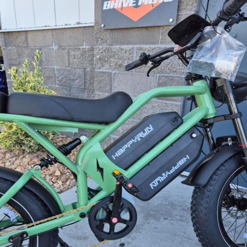 HappyRun G70 dual seat e-bike lifestyle shot – riding in Utah
