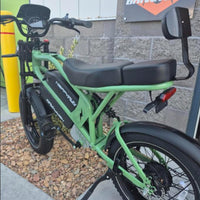 HappyRun G70 dual seat electric moped rear suspension and fender close-up