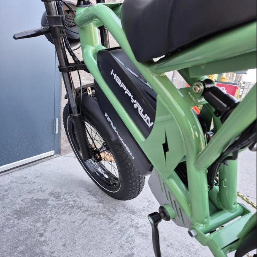 HappyRun G70 moped-style e-bike detail shot – lighting or bodywork feature
