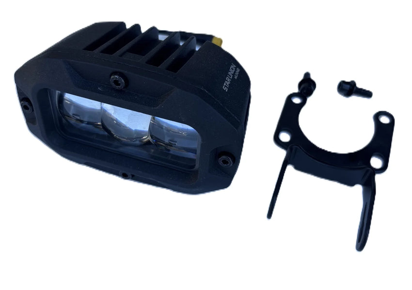 GhostCat Headlight, black triple LED projector housing with mounting bracket