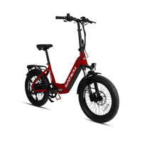Eunorau META20 1.0 folding e-bike in Red, front three-quarter view with rear rack