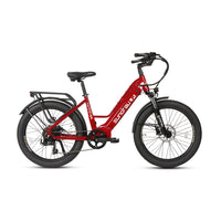 Eunorau META24 1.0 24-inch step-through e-bike in Deep Crimson, right side profile
