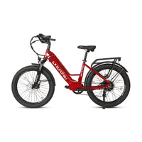 Eunorau META24 1.0 24-inch step-through e-bike in Deep Crimson, left side profile