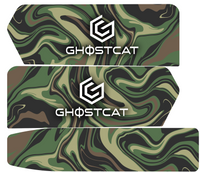 GhostCat Battery Decals 20Ah, Marble Green Camo, green and tan swirl pattern