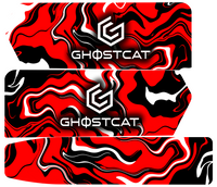 GhostCat Battery Decals 20Ah, Marble Red, Black & White, red swirl with white accents
