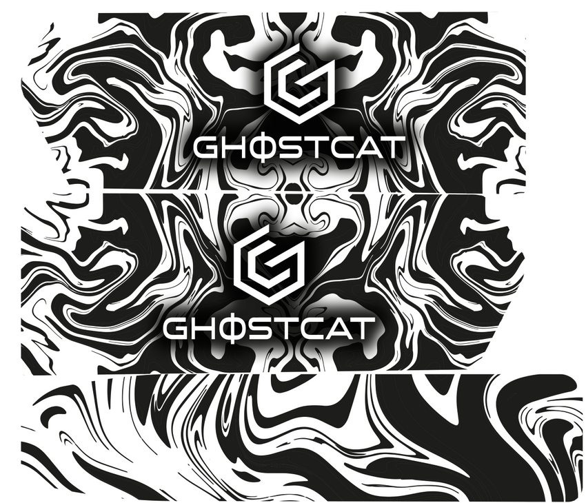 GhostCat Battery Decal 52/60V 25Ah, Marble Black & White, black and white swirls