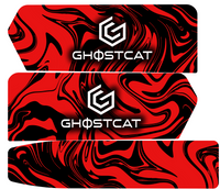 GhostCat Battery Decals 20Ah, Marble Red, red and black swirl pattern