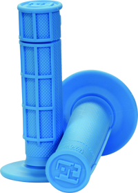 neon blue, waffle pattern motocross handlebar grips