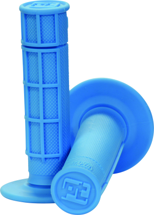 neon blue, waffle pattern motocross handlebar grips