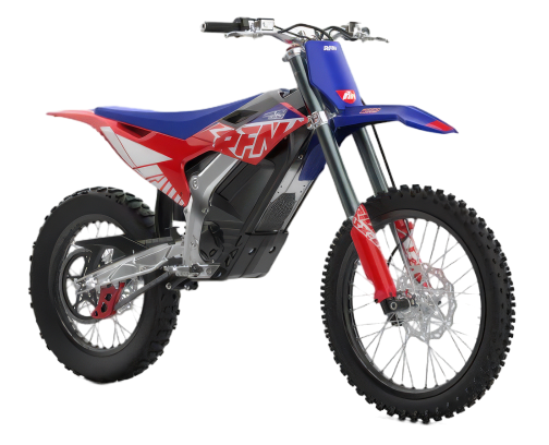 RFN Warrior SX-E15 Plus e-dirt bike three-quarter front view
