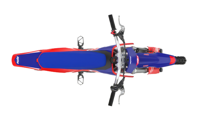 RFN Warrior SX-E5 youth electric dirt bike cockpit and handlebar detail – beginner-friendly design