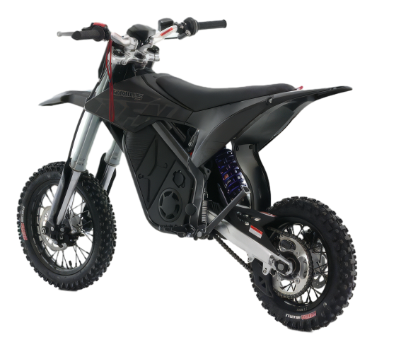 RFN Warrior SX-E5 youth e-dirt bike motor and drivetrain close-up