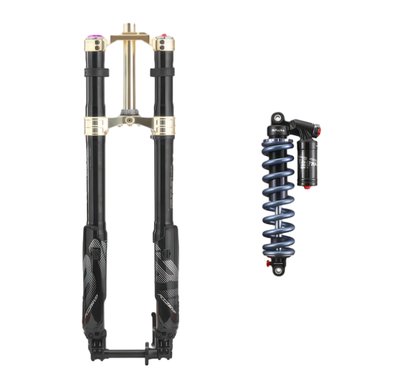 RFloXa Hawk31 Max gold fork and RAB53RV rear shock full suspension kit – gold finish, complete upgrade for electric dirt bikes, $1,249 at BHive Moto Shop Utah