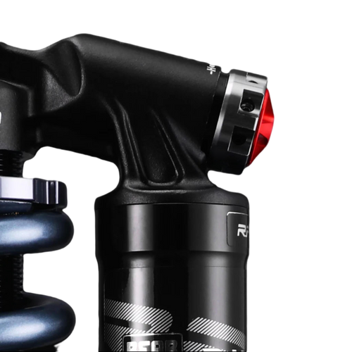 RFloXa RAB53RV rear shock side profile – adjustable rebound damping, transparent background