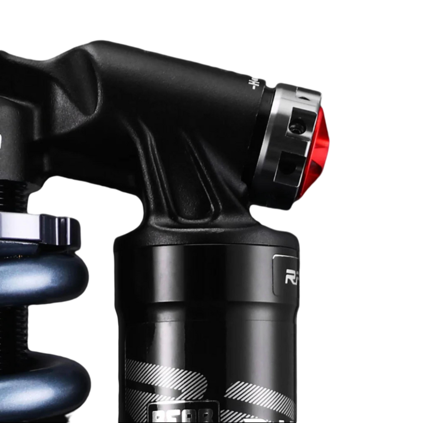 RFloXa RAB53RV rear shock side profile – adjustable rebound damping, transparent background