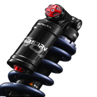 RFloXa RAB53RV rear shock three-quarter view – premium aluminum body, upgrade for electric dirt bikes