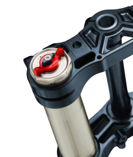 RFloXa Ultra43 front fork three-quarter view – precision-machined aluminum lowers, improved trail handling
