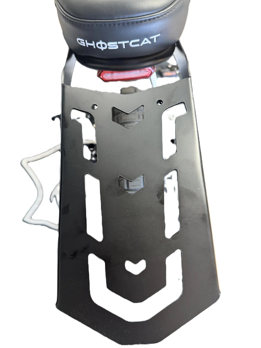 GhostCat Rear Rack & Basket Package, rear rack plate behind GhostCat seat, rear view