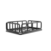 Freego Foldable Rear Cargo Rack, side view of black steel rails
