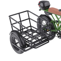Freego Cargo Rear Trailer side basket attached to a green e-bike