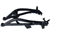GhostCat Rear Swing Arm F4X, black swing arm with mounting brackets, side view