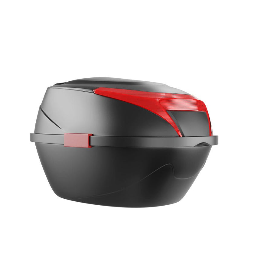 Freego Electric Bike Rear Trunk, three-quarter view with red reflector