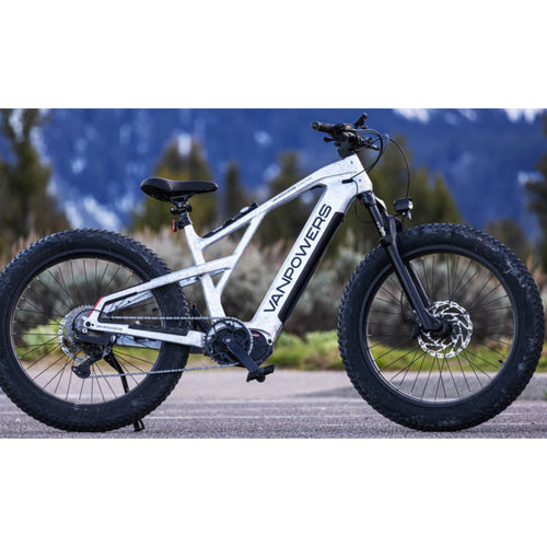 VanPowers GrandTeton Ultra all terrain fat tire e-bike drivetrain and rear suspension close-up