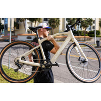 VanPowers UrbanCross Pro electric bike saddle and seatpost close-up view