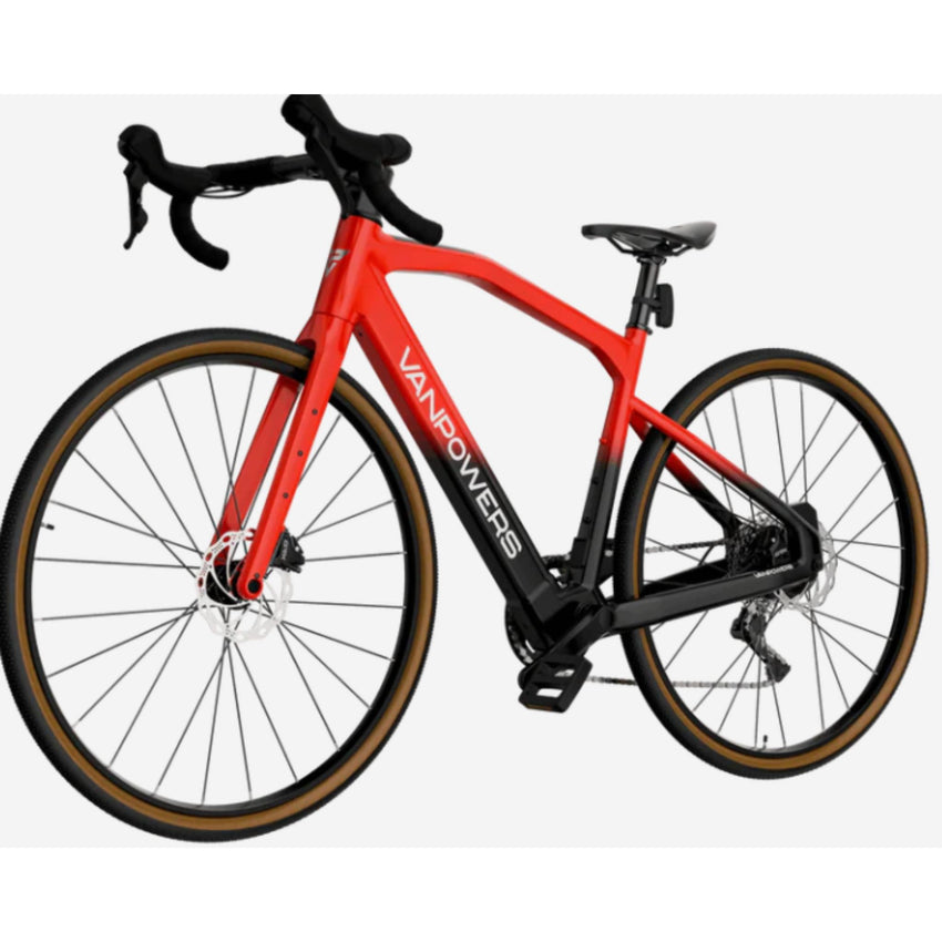 VanPowers UrbanCross Ultra lightweight ebike drivetrain and rear wheel close-up detail