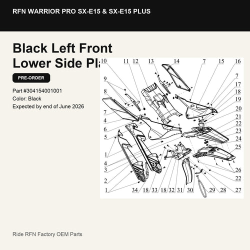 Left Front Lower Side Plastic For RFN Warrior Pro SX-E15 & SX-E15 Plus