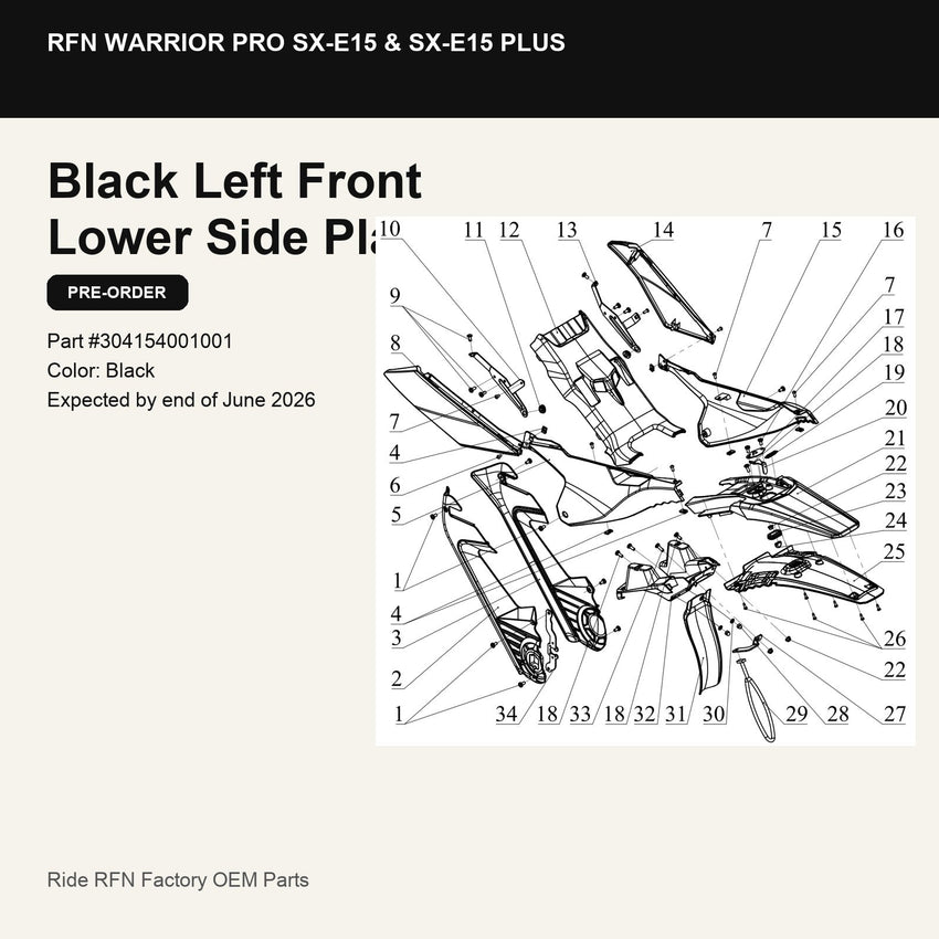 Left Front Lower Side Plastic For RFN Warrior Pro SX-E15 & SX-E15 Plus