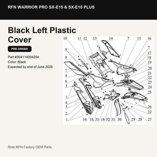 Left Plastic Cover For RFN Warrior Pro SX-E15 & SX-E15 Plus