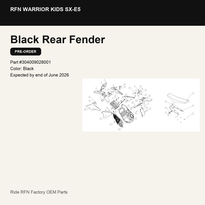Rear Fender For RFN Warrior Kids SX-E5