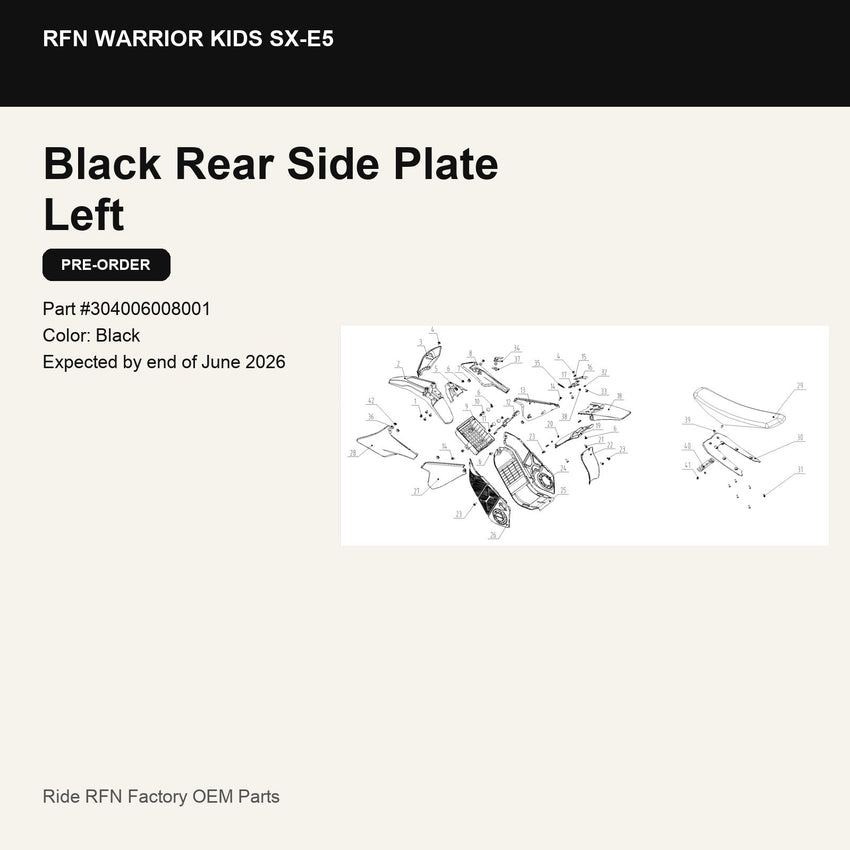 Rear Side Plate Left For RFN Warrior Kids SX-E5