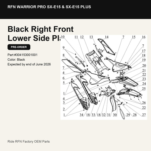 Right Front Lower Side Plastic For RFN Warrior Pro SX-E15 & SX-E15 Plus
