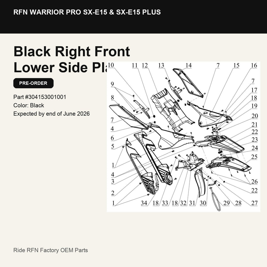 Right Front Lower Side Plastic For RFN Warrior Pro SX-E15 & SX-E15 Plus