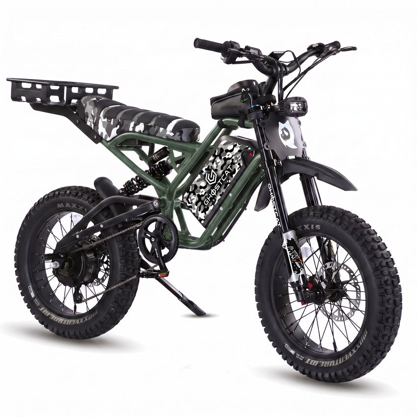 GhostCat F4X Hunter's Edition Full Bundle, army green frame with rear rack and camo battery wrap